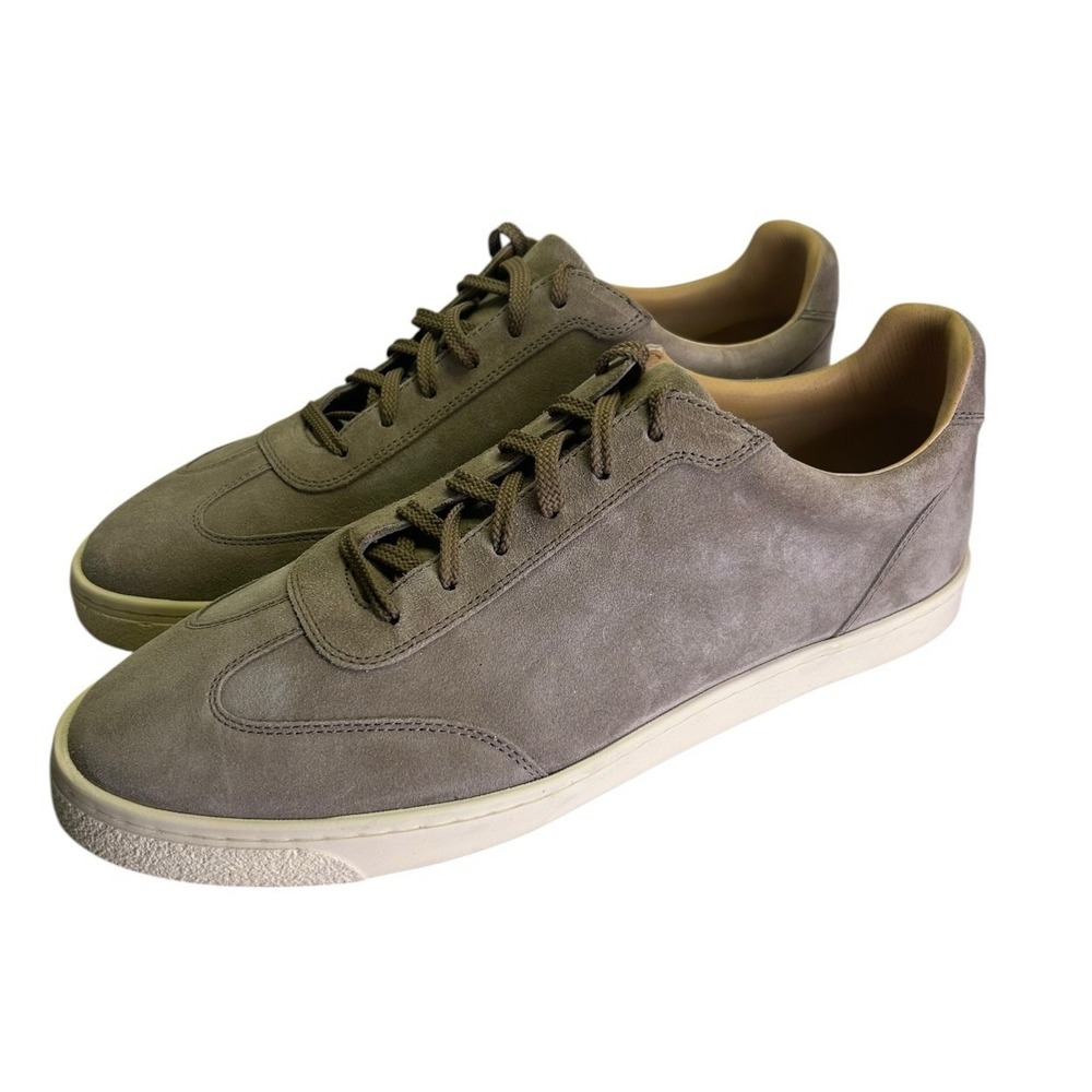 Brunello Cucinelli Suede T-Toe Low Top Sneakers Mens 44.5 EU US 11.5 Taupe NEW